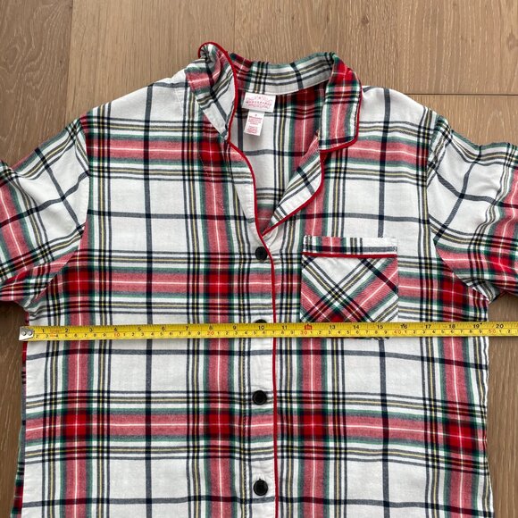 Wondershop Target Pajama Shirt Women Small Flannel Plaid White Tartan Sleepwear - Picture 10 of 13